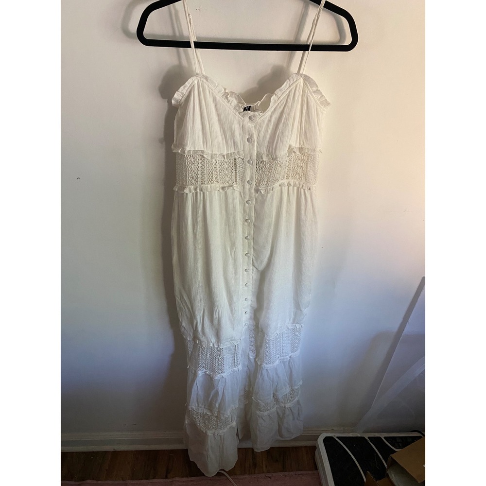 H&M Divided White Crochet Lace Ruffle Maxi Dress Women Small New NWT Boho Summer